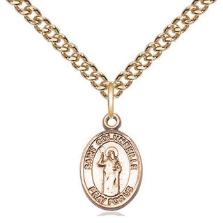 14kt Gold Filled Saint Columbkille Medal Religious and Catholic Jewelry Engraved Catholic Saint Jewelry