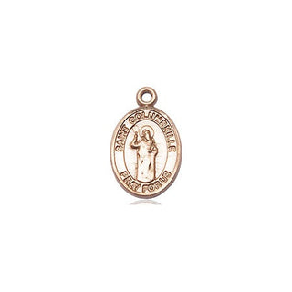 14kt Gold Saint Columbkille Medal Engraved Catholic Saint Jewelry
