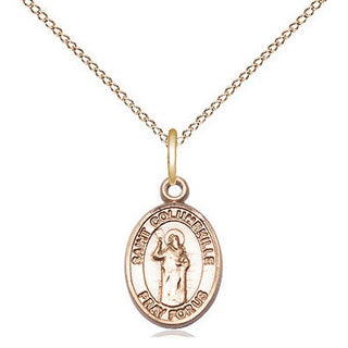 14kt Gold Saint Columbkille Medal Engraved Catholic Saint Jewelry