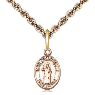 14kt Gold Saint Columbkille Medal Engraved Catholic Saint Jewelry