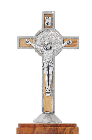 3.25-inch Olive Wood Standing St. Benedict Boxed