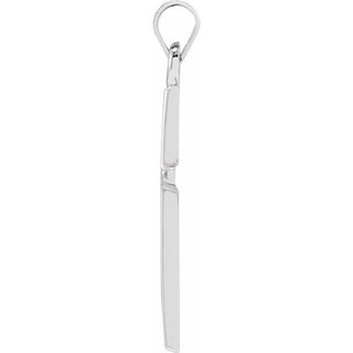 14K White 27.8x15 mm Cross Pendant