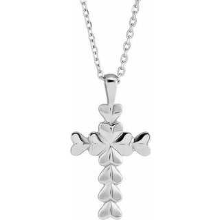 14K White Heart Cross 16-18" Necklace