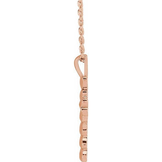 14K Rose Heart Cross 16-18" Necklace