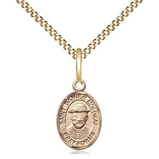 14kt Gold Filled Saint Damien of Molokai Medal Religious and Catholic Jewelry Engraved Catholic Saint Jewelry