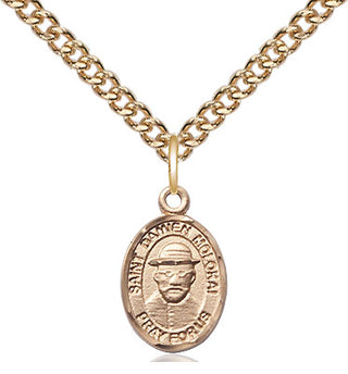 14kt Gold Filled Saint Damien of Molokai Medal Religious and Catholic Jewelry Engraved Catholic Saint Jewelry