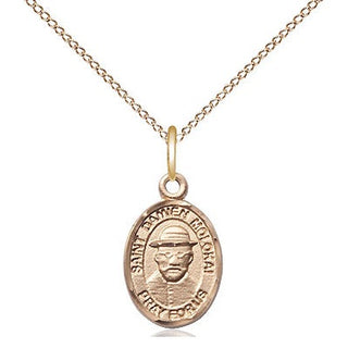 14kt Gold Saint Damien of Molokai Medal Engraved Catholic Saint Jewelry