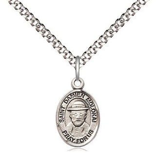 Pewter Saint Damien of Molokai Medal Religious and Catholic Jewelry Engraved Catholic Saint Jewelry