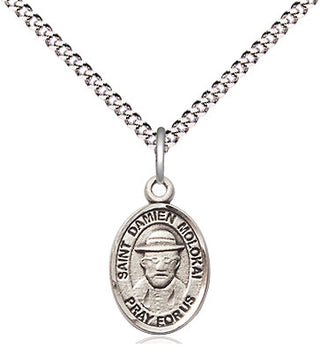 Sterling Silver Saint Damien of Molokai Medal Religious and Catholic Jewelry Engraved Catholic Saint Jewelry