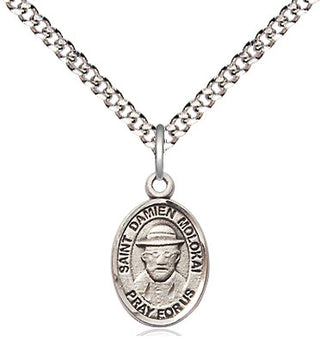 Sterling Silver Saint Damien of Molokai Medal Religious and Catholic Jewelry Engraved Catholic Saint Jewelry