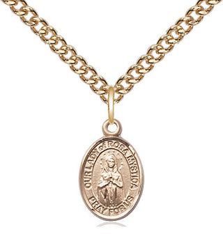 14kt Gold Filled Our Lady of Rosa Mystica Medal Religious and Catholic Jewelry Engraved Catholic Saint Jewelry