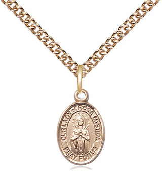 14kt Gold Our Lady of Rosa Mystica Medal Engraved Catholic Saint Jewelry