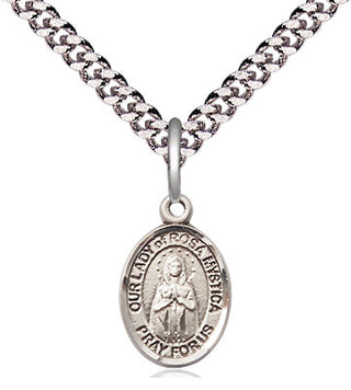 Pewter Our Lady of Rosa Mystica Medal Religious and Catholic Jewelry Engraved Catholic Saint Jewelry