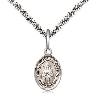 Sterling Silver Our Lady of Rosa Mystica Medal Religious and Catholic Jewelry Engraved Catholic Saint Jewelry