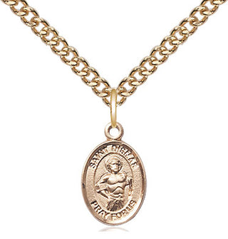 14kt Gold Saint Dismas Medal Engraved Catholic Saint Jewelry
