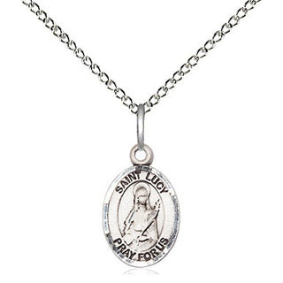 Sterling Silver Saint Lucy Medal Religious and Catholic Jewelry Engraved Catholic Saint Jewelry