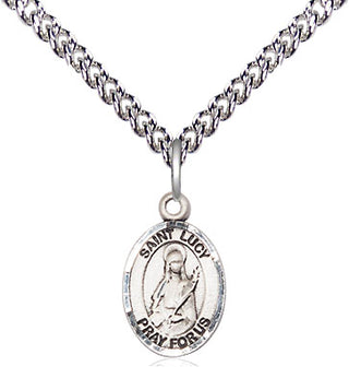 Sterling Silver Saint Lucy Medal Religious and Catholic Jewelry Engraved Catholic Saint Jewelry