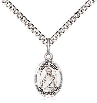 Sterling Silver Saint Lucy Medal Religious and Catholic Jewelry Engraved Catholic Saint Jewelry