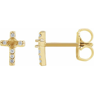 14K Yellow 1.5 mm Round .03 CTW Natural Diamond Semi-Set Cross Earrings
