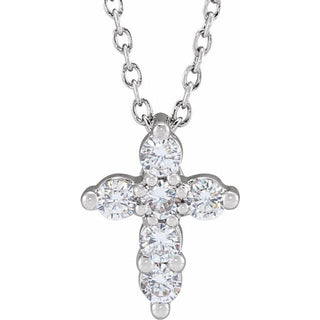 14K White 1/4 CTW Lab-Grown Diamond Cross 18" Necklace