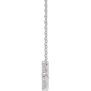 14K White 1/6 CTW Lab-Grown Diamond Sideways Cross 16-18" Necklace