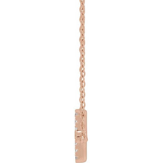 14K Rose 1/6 CTW Lab-Grown Diamond Sideways Cross 16-18" Necklace