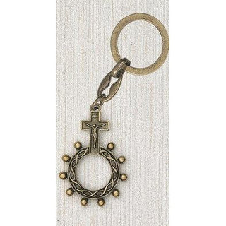 6-pack - Brass tone Finger Rosary Keyring