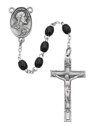 Black Oval Wood Rosary