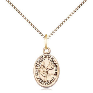 14kt Gold Filled Saint Claude de la Colombiere Medal Religious and Catholic Jewelry Engraved Catholic Saint Jewelry