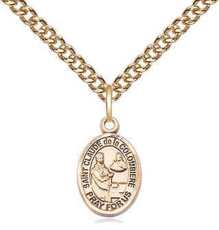 14kt Gold Filled Saint Claude de la Colombiere Medal Religious and Catholic Jewelry Engraved Catholic Saint Jewelry