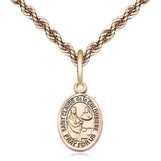 14kt Gold Filled Saint Claude de la Colombiere Medal Religious and Catholic Jewelry Engraved Catholic Saint Jewelry