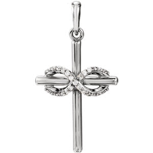 Sterling Silver .06 CTW Diamond Infinity-Inspired Cross Pendant