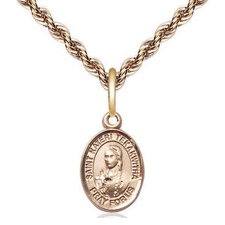 14kt Gold Filled Saint Kateri Tekakwitha Medal Religious and Catholic Jewelry Engraved Catholic Saint Jewelry