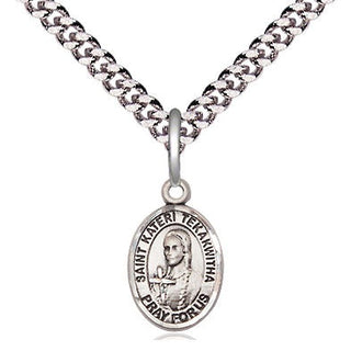 Pewter Saint Kateri Tekakwitha Medal Religious and Catholic Jewelry Engraved Catholic Saint Jewelry