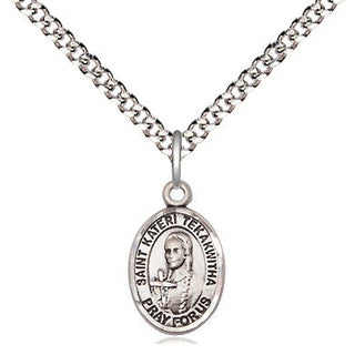 Pewter Saint Kateri Tekakwitha Medal Religious and Catholic Jewelry Engraved Catholic Saint Jewelry