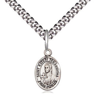 Pewter Saint Kateri Tekakwitha Medal Religious and Catholic Jewelry Engraved Catholic Saint Jewelry