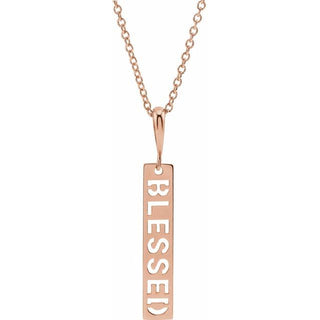 14K Rose Blessed Bar 16-18" Necklace