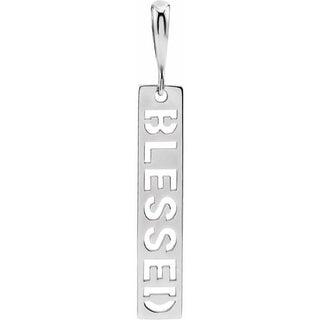14K White 27.2x4 mm Blessed Bar Pendant