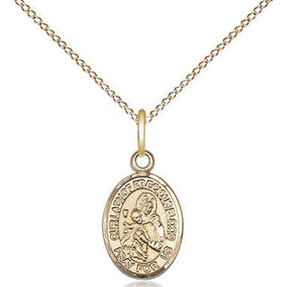14kt Gold Our Lady of the Precious Blood Medal Engraved Catholic Saint Jewelry