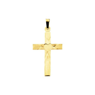 14K Yellow 27x16.5 mm Cross with Heart Pendant 