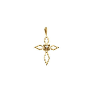 14K Yellow .025 CTW Natural Diamond Cross Pendant 