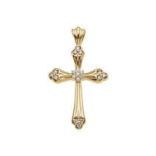 14K Yellow 1/4 CTW Natural Diamond Cross Pendant