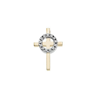 14K White/Yellow 1/8 CTW Natural Diamond Cross Pendant  