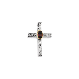 14K White/Yellow Natural Ruby & 1/5 CTW Natural Diamond Cross Pendant  