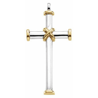 14K White/Yellow 51x26.25 mm Cross Pendant