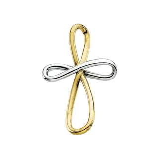 14K Yellow/White Infinity-Inspired Cross Pendant