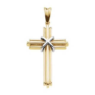 14K Yellow/White 36.75x24.5 mm Cross Pendant