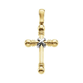 14K Yellow/White 41.5x22.25 mm Cross Pendant
