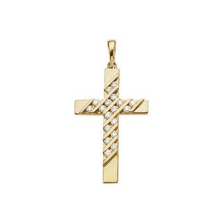 14K Yellow 1/3 CTW Natural Diamond Cross Pendant
