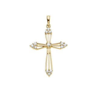 14K Yellow 1/2 CTW Natural Diamond Cross Pendant 